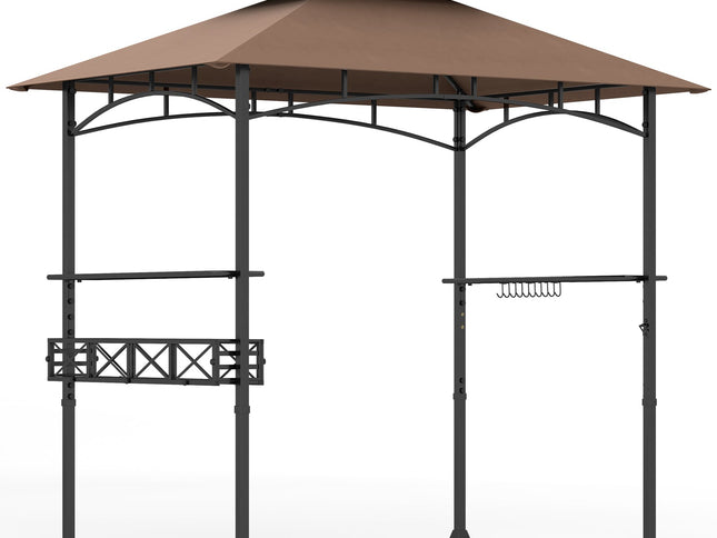 8x5 Feet Outdoor Grill Gazebo with 2 Side Shelves and 10 Hooks