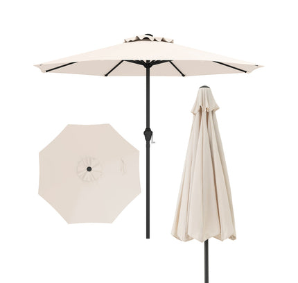 Outdoor Heavy Duty Market Umbrella with Crank Handle and 8 Sturdy Ribs