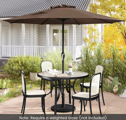 Outdoor Heavy Duty Market Umbrella with Crank Handle and 8 Sturdy Ribs