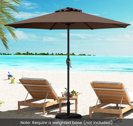 Outdoor Heavy Duty Market Umbrella with Crank Handle and 8 Sturdy Ribs