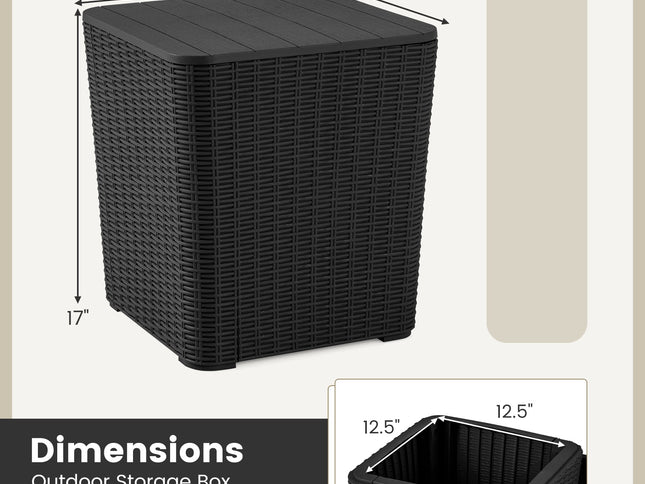 Outdoor Resin Storage Side Table with Removable Lid and Wicker-woven Accent