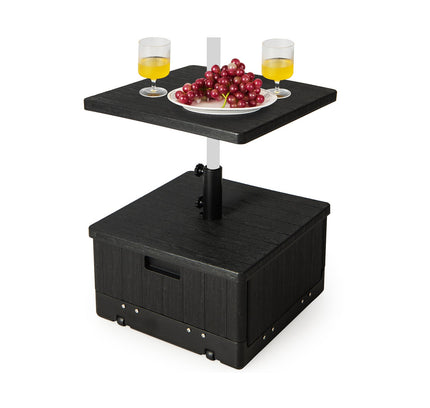 175 lb Outdoor Fillable Umbrella Base with Table Tray-Brown