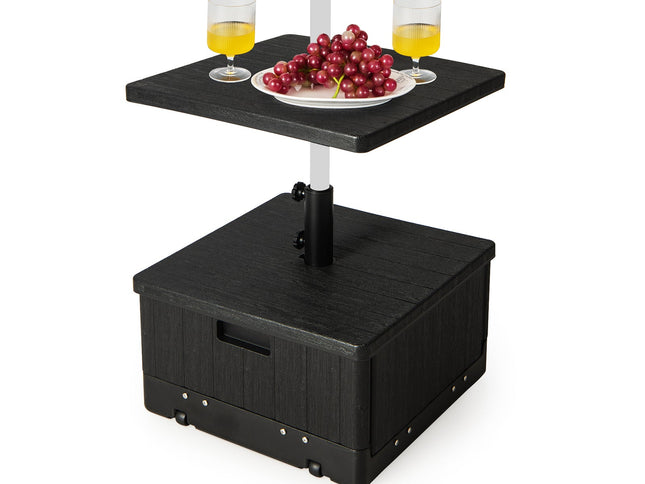175 lb Outdoor Fillable Umbrella Base with Table Tray-Brown
