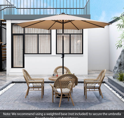 10 Ft Patio Umbrella with 112 Solar Lights and Crank Handle