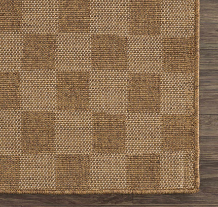 Kuval Checkered Brown Outdoor Rug