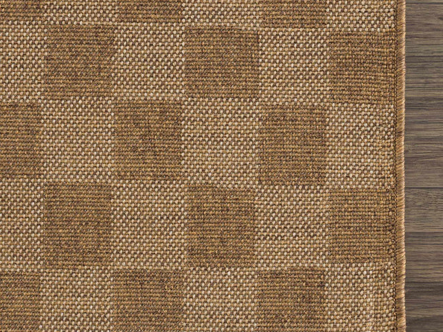 Kuval Checkered Brown Outdoor Rug