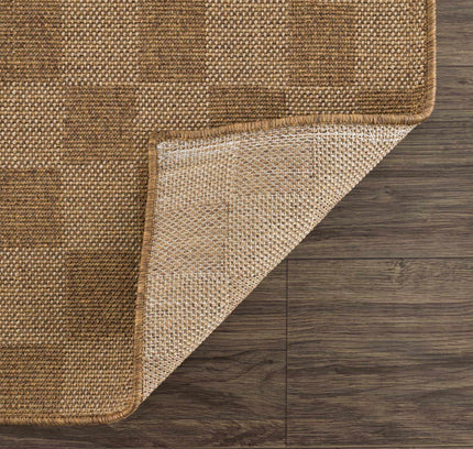 Kuval Checkered Brown Outdoor Rug