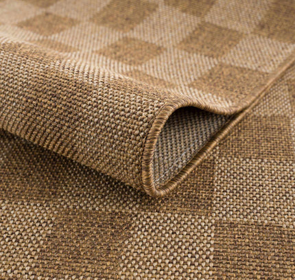 Kuval Checkered Brown Outdoor Rug