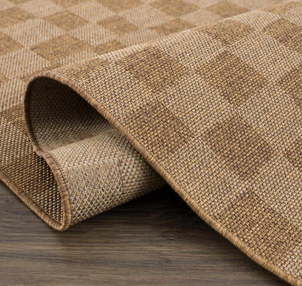 Kuval Checkered Brown Outdoor Rug