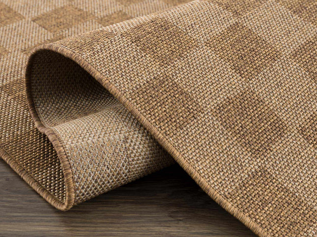 Kuval Checkered Brown Outdoor Rug