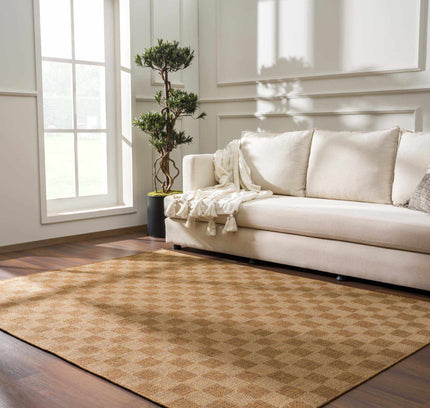 Kuval Checkered Brown Outdoor Rug