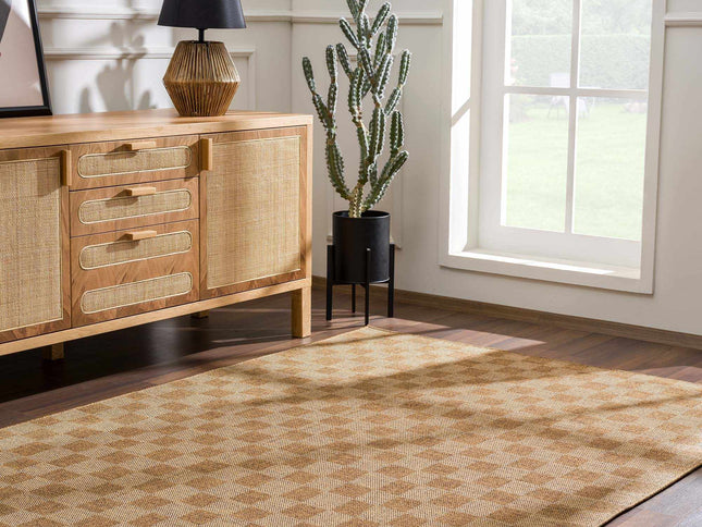 Kuval Checkered Brown Outdoor Rug
