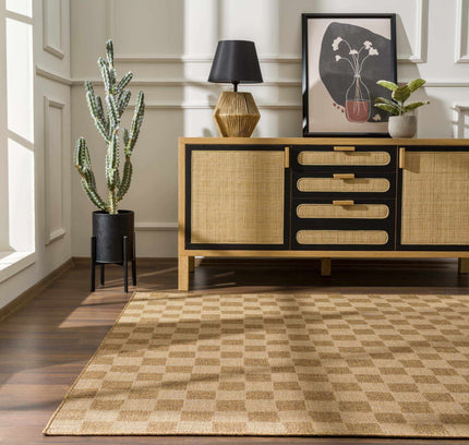 Kuval Checkered Brown Outdoor Rug
