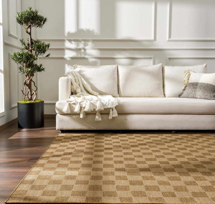 Kuval Checkered Brown Outdoor Rug