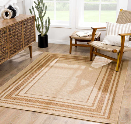 Isoko Bordered Faux Jute Outdoor Rug