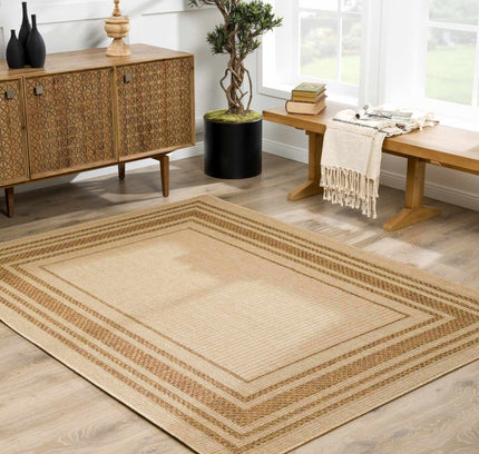 Isoko Bordered Faux Jute Outdoor Rug