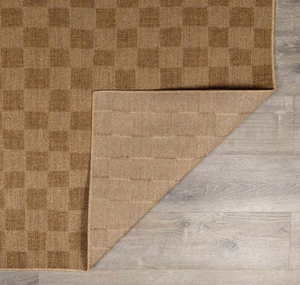Kuval Checkered Brown Outdoor Rug