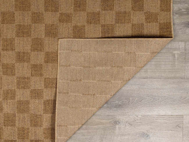 Kuval Checkered Brown Outdoor Rug