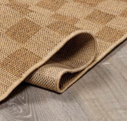 Kuval Checkered Brown Outdoor Rug