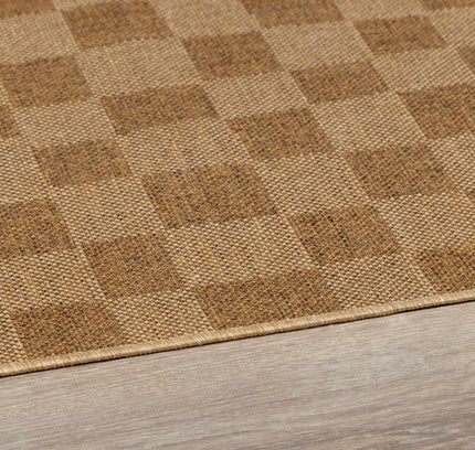Kuval Checkered Brown Outdoor Rug