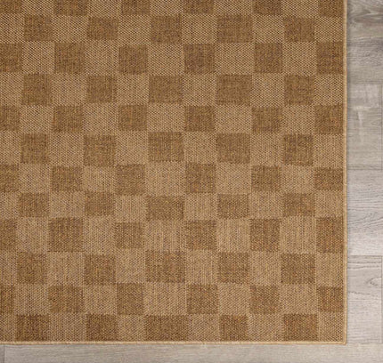 Kuval Checkered Brown Outdoor Rug