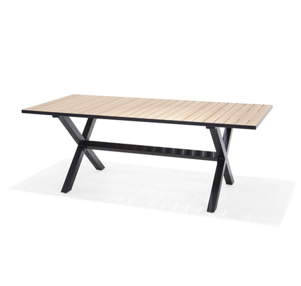 Panama Dark Rectangular Table and 6 Nassau Black Aluminum