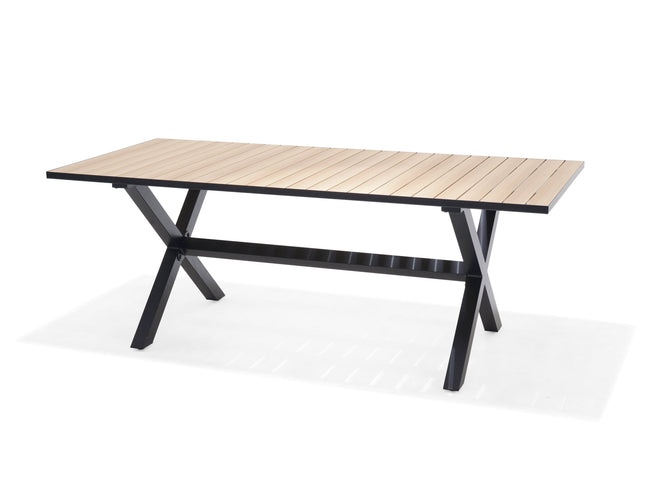 Panama Dark Rectangular Table and 6 Nassau Black Aluminum