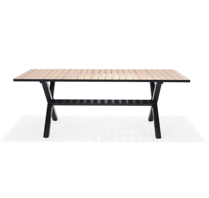 Panama Dark Rectangular Table and 6 Nassau Black Aluminum