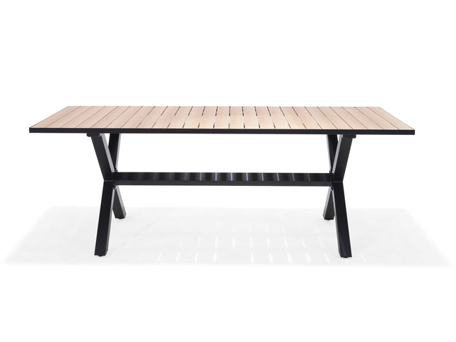 Panama Dark Rectangular Table and 6 Nassau Black Aluminum