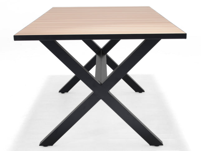 Panama Dark Rectangular Table and 6 Nassau Black Aluminum
