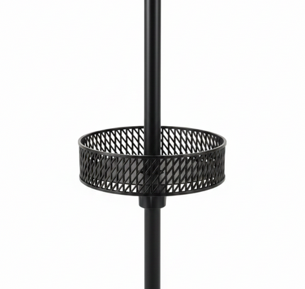 Patio Umbrella Table Tray Adjustable with Storage and Umbrella Poles-Black