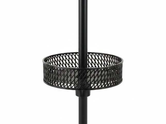 Patio Umbrella Table Tray Adjustable with Storage and Umbrella Poles-Black