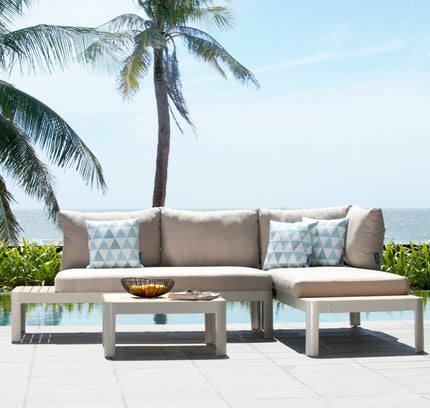 Portals Teak and Aluminum Modular Sofa 3pc Set