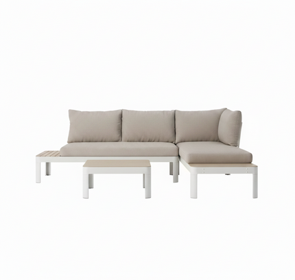 Portals Teak and Aluminum Modular Sofa 3pc Set