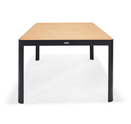 Portals Dark Rectangular Teak Table and 8 Nassau Black Dining Set