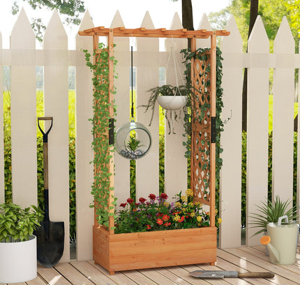 Raised Garden Bed with Arch Trellis-Orange