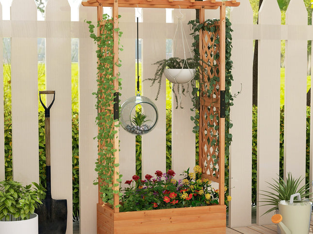 Raised Garden Bed with Arch Trellis-Orange