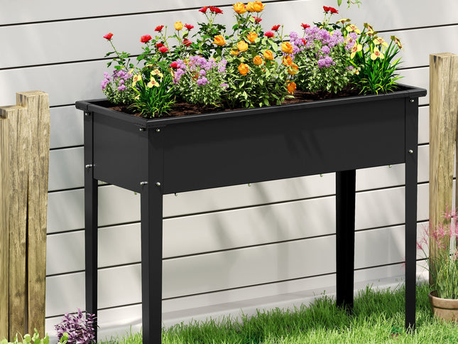 Raised Garden Bed Elevated Metal Planter Box with Legs Drainage Holes