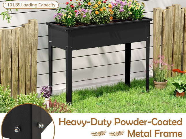 Raised Garden Bed Elevated Metal Planter Box with Legs Drainage Holes