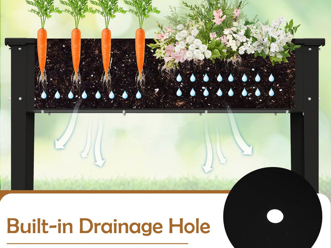Raised Garden Bed Elevated Metal Planter Box with Legs Drainage Holes