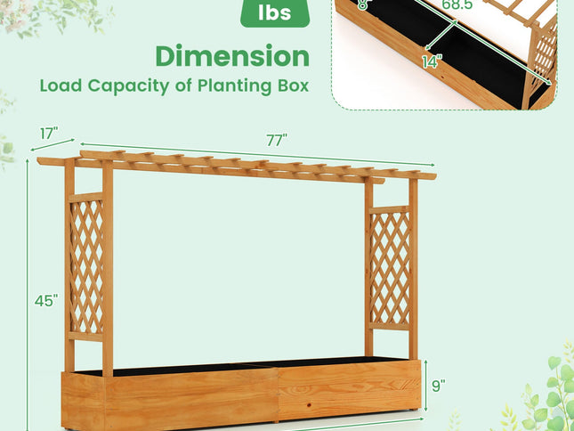 Raised Garden Bed Planter Box with Lattice Trellis Drainage Holes