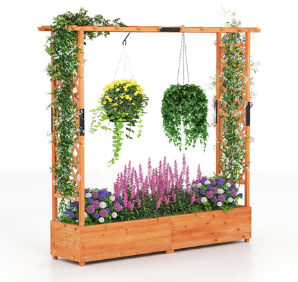 Raised Garden Bed with Arch Trellis and Hanging Roof-Orange