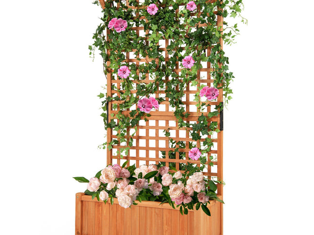 Raised Garden Bed with Trellis and Hanging Roof-Natural