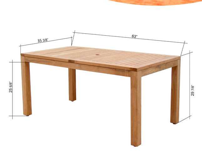 Rinjani Rectangular Table and 6 Manhattan Black Armchair