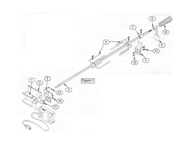 Extra Rotisserie Cordless Motor, Spit, Forks and Bracket Kit.