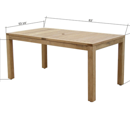 Rinjani Rectangular Table and 4 Vera Stacking Armchair Dining Set