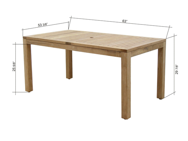 Rinjani Rectangular Table and 4 Vera Stacking Armchair Dining Set