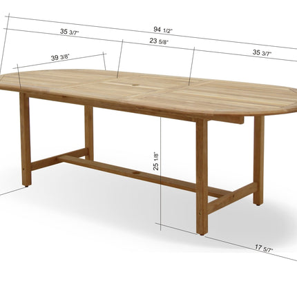 Julien FSC Certified Teak Wood Outdoor Patio Extendable Dining Set