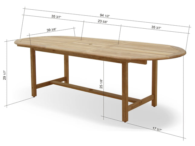 Julien FSC Certified Teak Wood Outdoor Patio Extendable Dining Set
