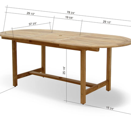 Julien FSC Certified Teak Wood Outdoor Patio Extendable Dining Set